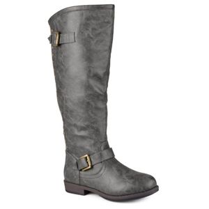 Journee Collection Spokane Extra-Wide Calf Riding Boots Dark Gray Size 7